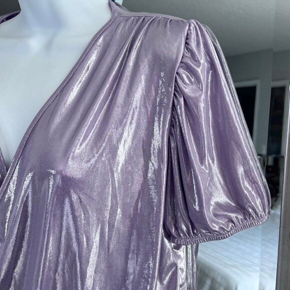 ZARA Lilac Metallic Wrap Around Top Size S - Picture 4 of 8